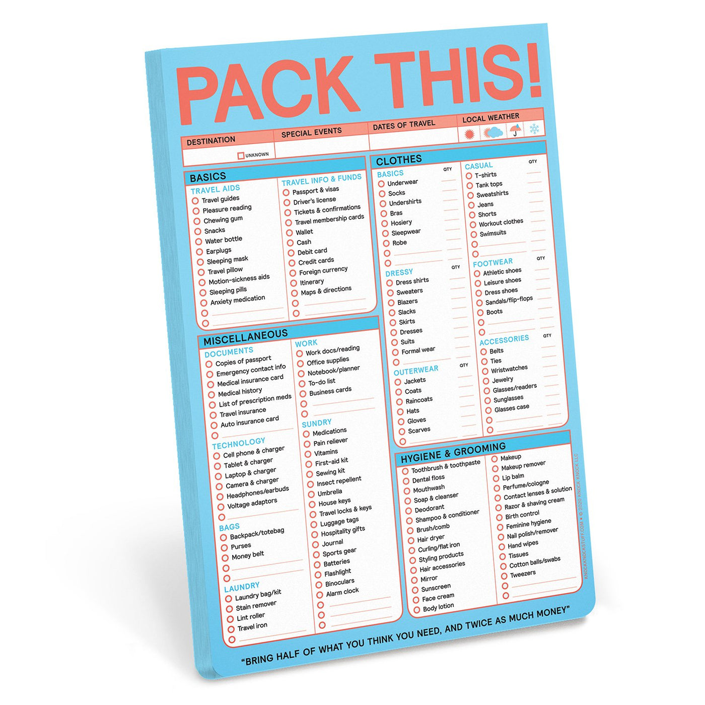 Pack This (Refresh) Pad by Knock Knock