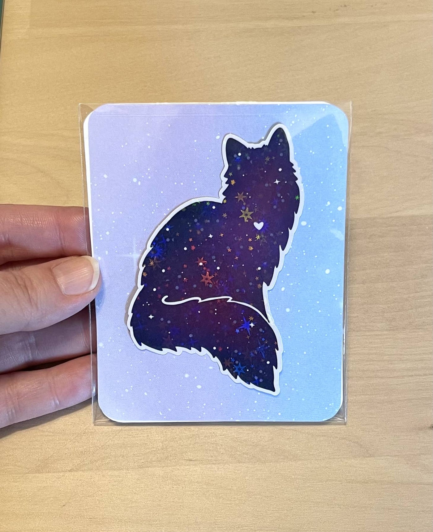 Holographic Galaxy Cat Vinyl Sticker