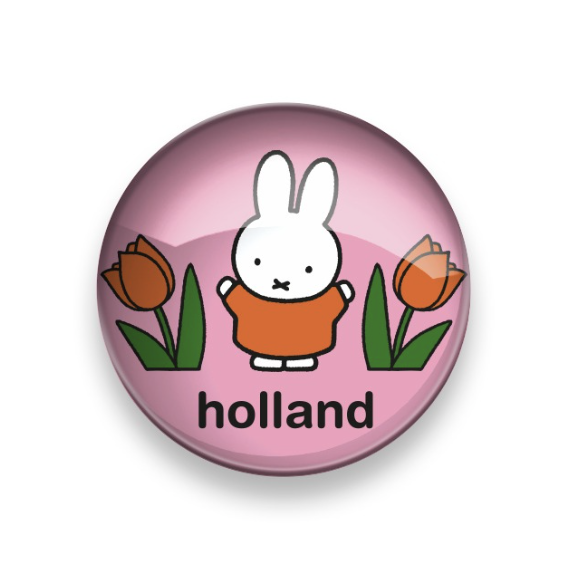 Miffy in Holland Tulip Field Glass Magnet