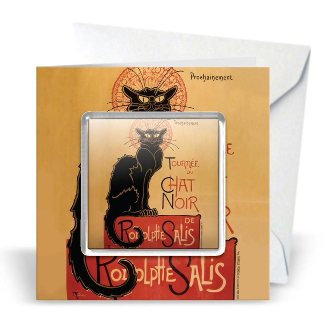 Steinlen Chat Noir Greeting Card with Magnet