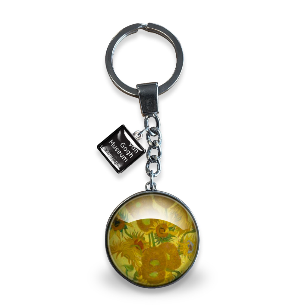 Van Gogh Sunflower Glass Keychain