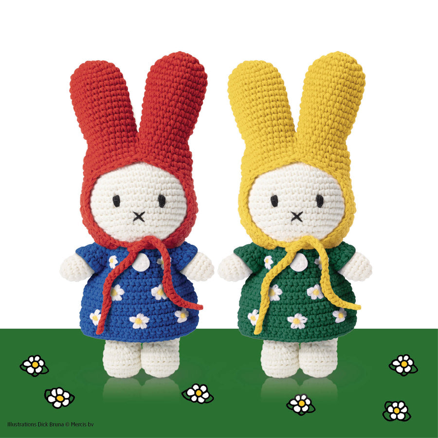 あみぐるみ nijntje blauwe tulpenjurk + rode muts Crocheted Miffy