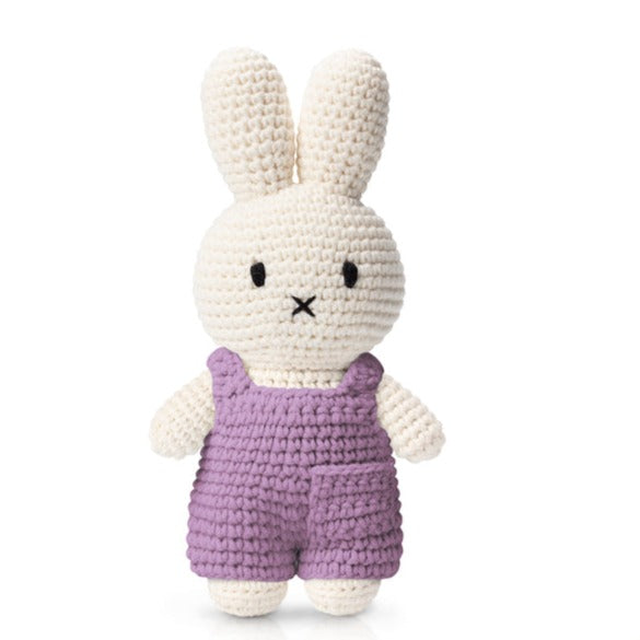 Crocheted Miffy in Lilac Overall Jumpsuit
