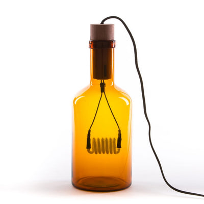 Bouche Neon Table Light in Glass Amber by Seletti