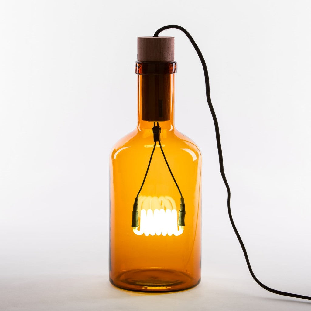 Bouche Neon Table Light in Glass Amber by Seletti