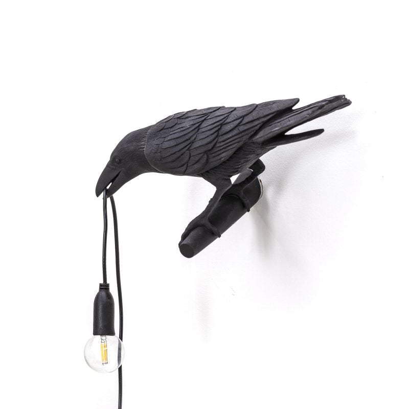 Bird Lamp Black Looking Left (Outdoor)