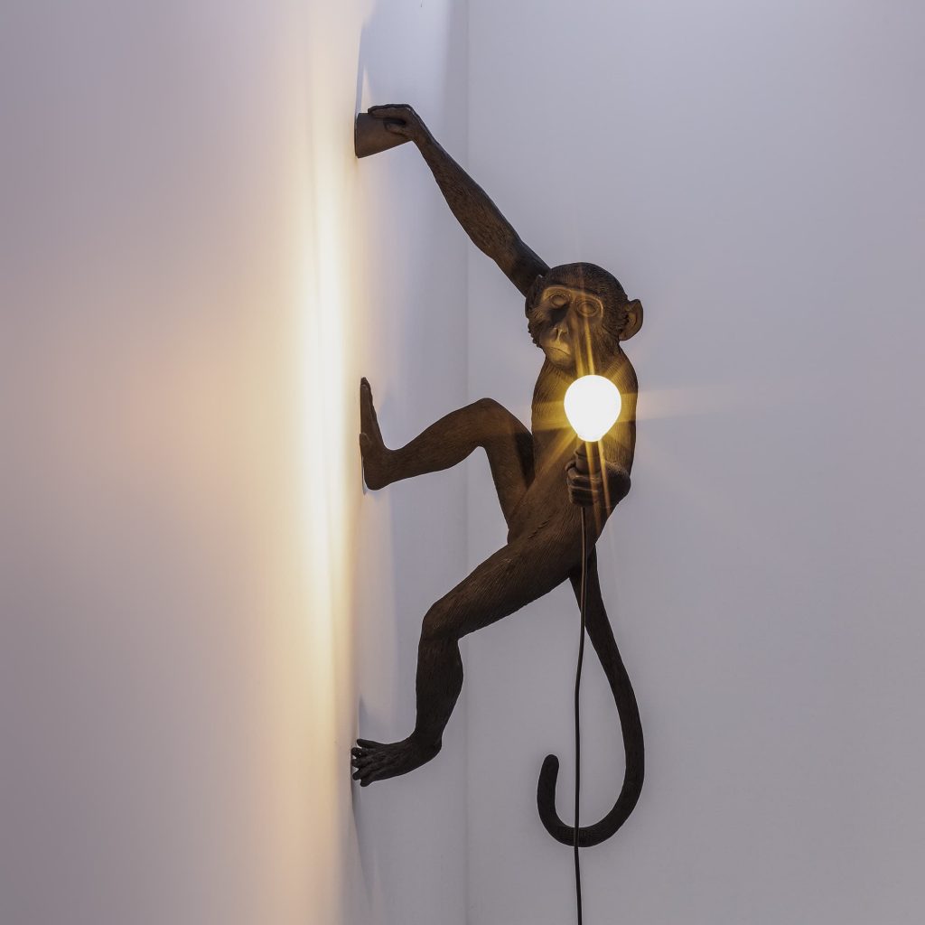 The Monkey Lamp Black Hanging Right