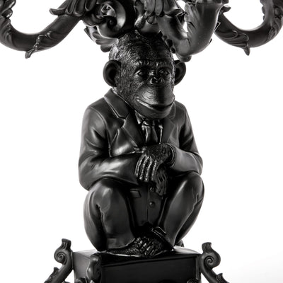 Burlesque Wise Chimpanzee Chimp Black Chandelier Candle Holder Black by Seletti