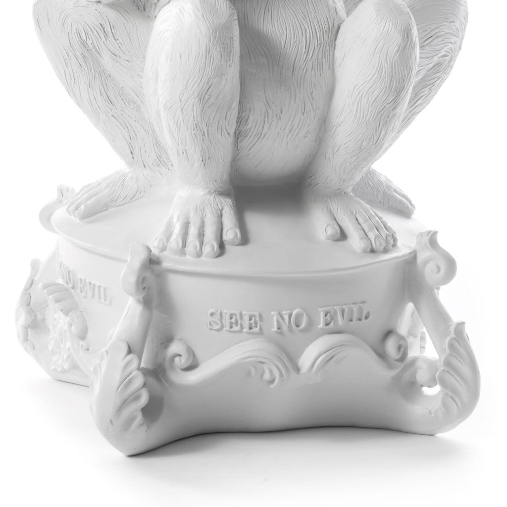 Giant Burlesque "The No Evil" 3 Monkeys Chandelier Candle Holder White