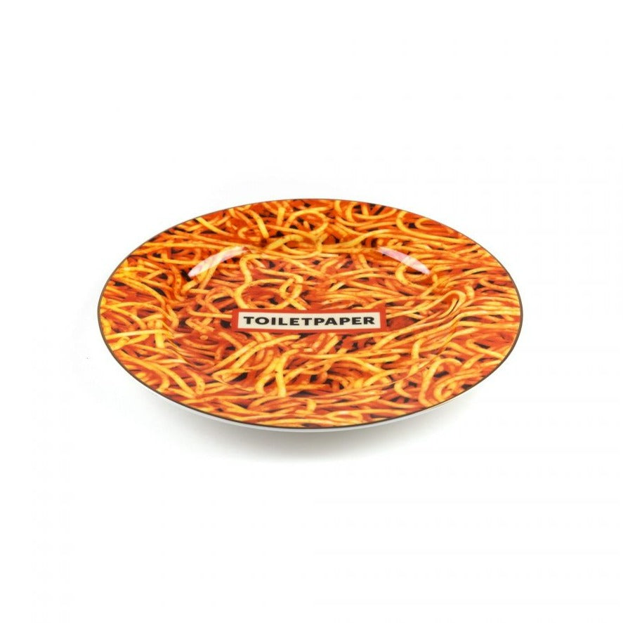 Porcelain Plate Spaghetti Gold Border