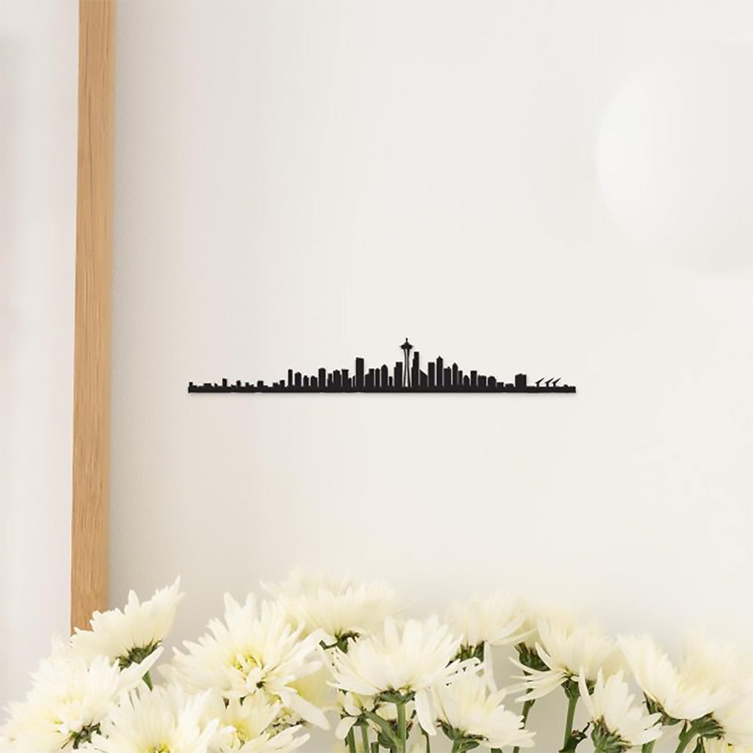 7.5" City Skyline Silhouette Mini Magnet - Seattle
