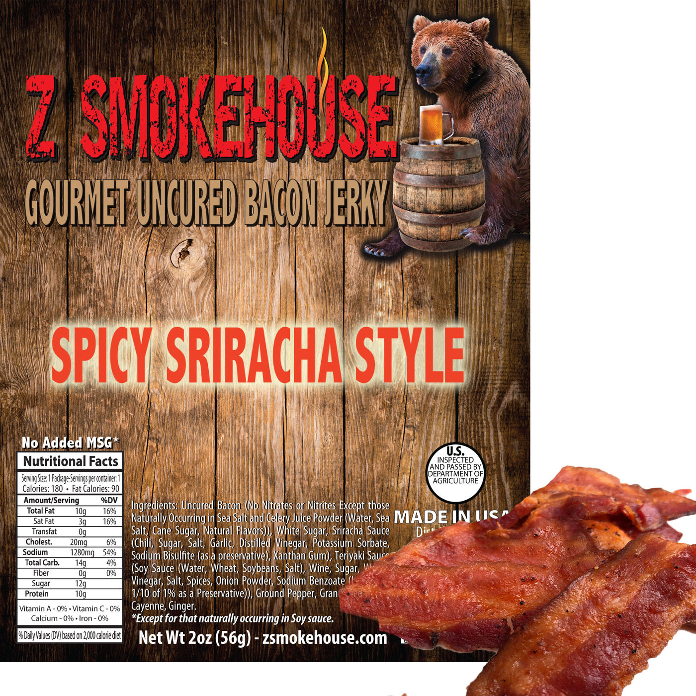 Sriracha Uncured Bacon Jerky