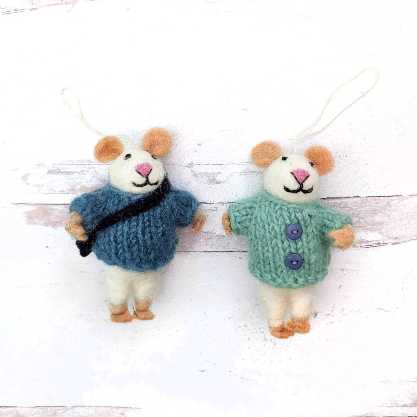 Bruno and Milo Mice Wooly Ornament by Friendsheep