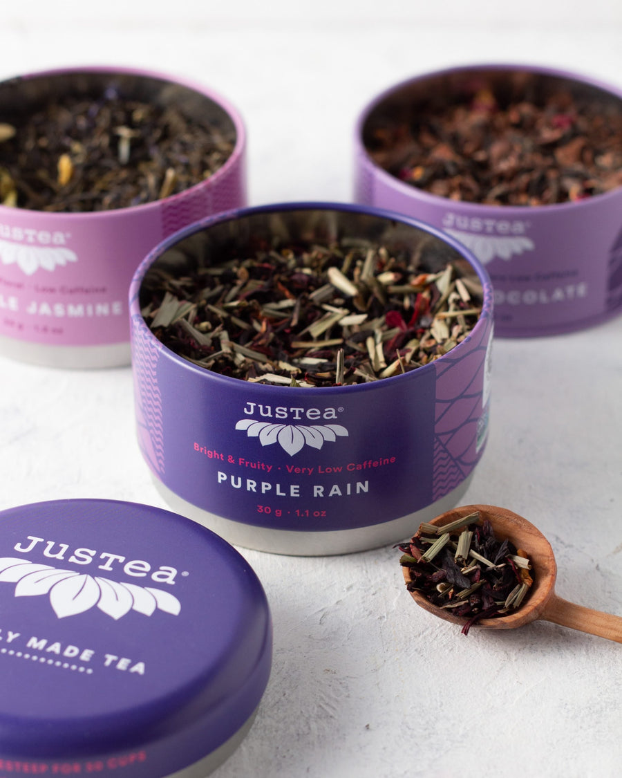 Organic Purple Tea Trio Tin & Spoon by Justea