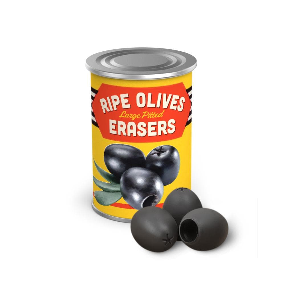 Uncanny Olive Erasers & Tin by Fred & Friends